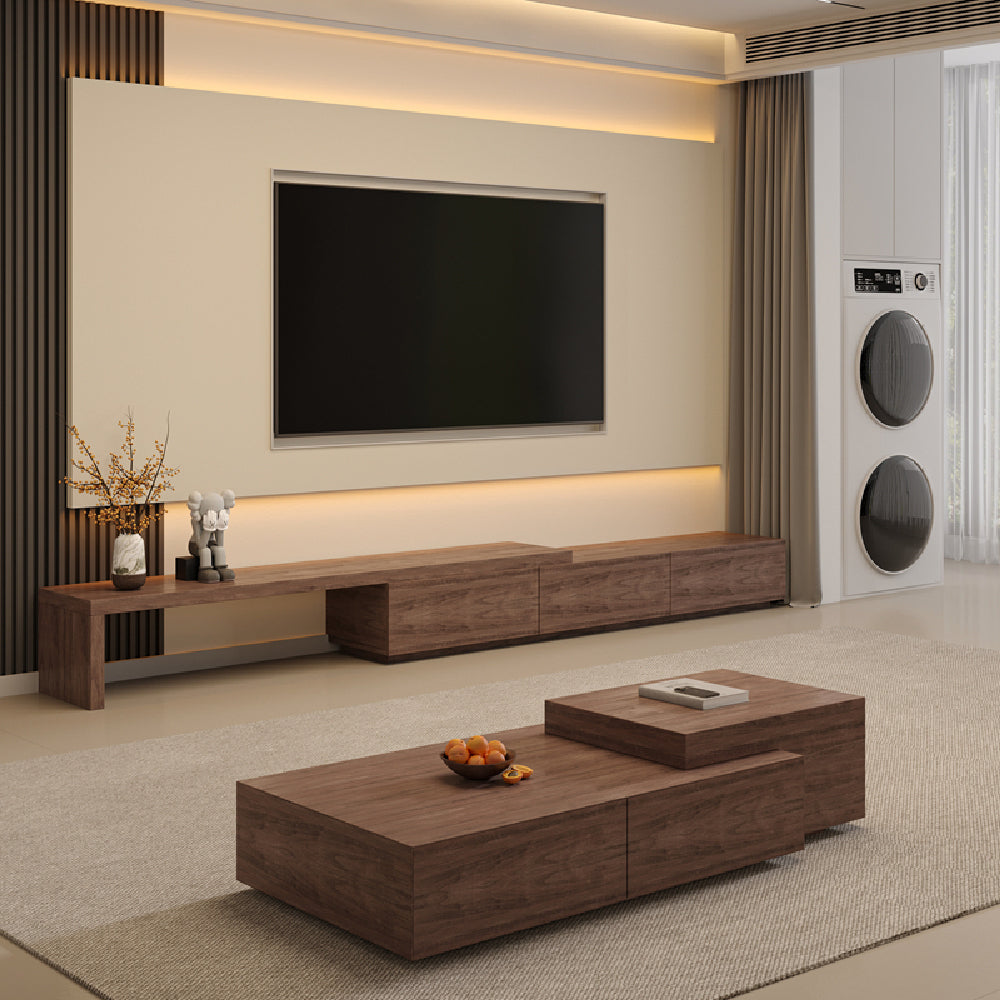 Extendable TV Stand with Storage Drawers Modern TV Console