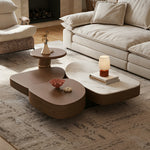 Load image into Gallery viewer, Modern Sculptural Coffee Table Walnut Wood Grain Marble Top Irregular Center Table
