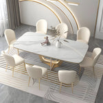 Load image into Gallery viewer, Set of 2 Luxurious White Dining Chairs with Gold Legs Modern Quilted Design for Stylish Home Décor
