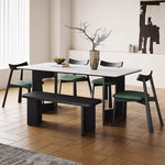 Load image into Gallery viewer, Rectangular Dining Table Solid Wood Legs Walnut Veneer Sintered Stone Top Modern Design
