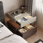 Load image into Gallery viewer, Modern Two Tier Bedside Table with Drawer Tray Top Nightstand Wood Storage Bedside Cabinet
