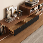Load image into Gallery viewer, 51'' Walnut Lift-Top Coffee Table with Hidden Storage Drawers and Open Shelves
