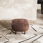 Load image into Gallery viewer, Square Faux Fur Ottoman Plush Upholstered Seat with Wooden Legs
