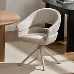 Load image into Gallery viewer, Modern Swivel Upholstered Dining Chair Curved Back Accent Chair with Metal Base
