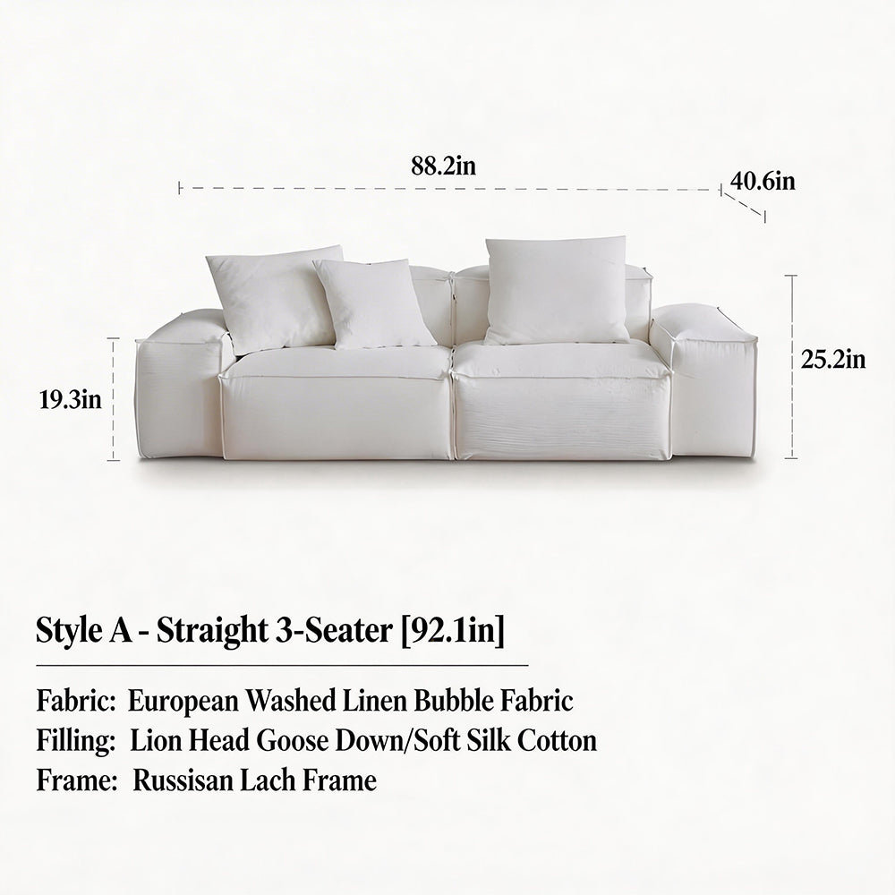 Modern Modular Sectional Sofa Removable Washable Cover Cream Upholstery Minimalist Low Profile Design