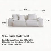 Modern Modular Sectional Sofa Removable Washable Cover Cream Upholstery Minimalist Low Profile Design