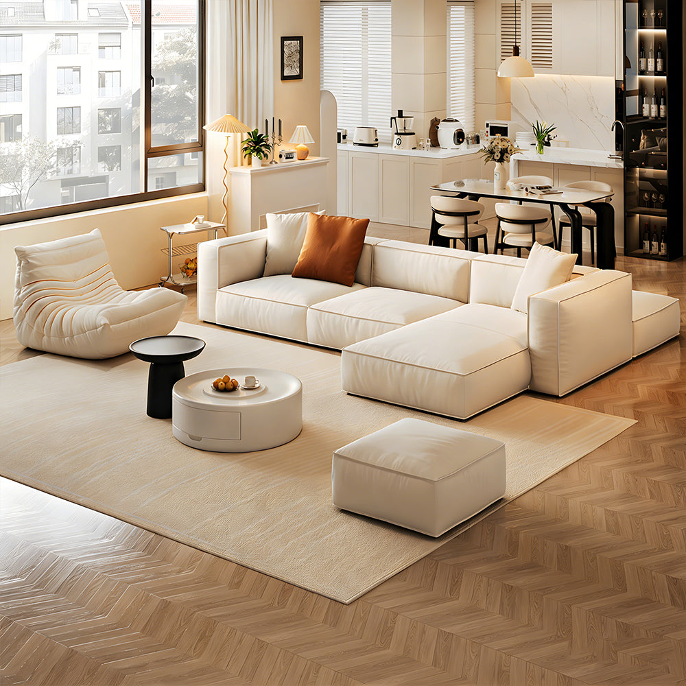 Modern Double-Sided Sectional Sofa in Skin-Friendly Cat-Scratch Fabric with Latex Support