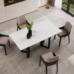 Load image into Gallery viewer, Modern Rectangular Dining Table with Marble-Look Top and Black Metal Base
