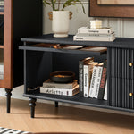 Load image into Gallery viewer, 70.87&quot; Mid-Century Ribbed TV Console Natural Red Oak Retro Wood Finish Fluted Design
