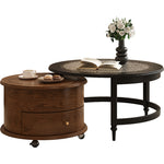 Load image into Gallery viewer, 33.1&quot; Nesting Coffee Table Set with Lift Top Water Ripple Glass Walnut Vintage Style
