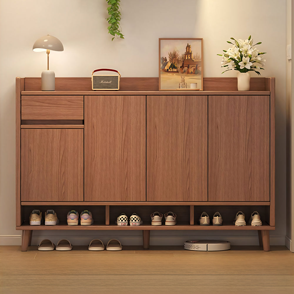 47.2''/55.1'' Modern Walnut Entryway Shoe Cabinet with Drawer Stylish Storage Organizer