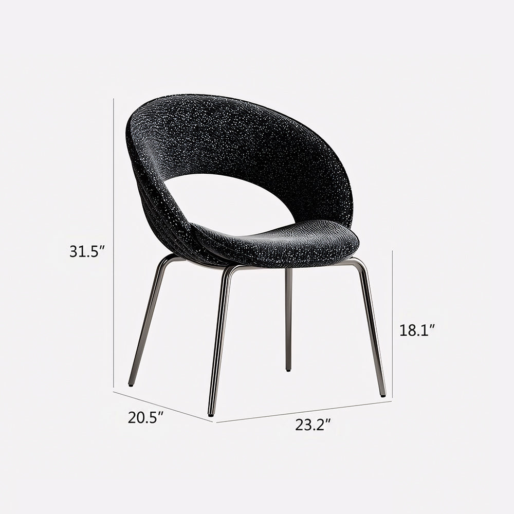 Modern Black Curved Dining Chair with Stainless Steel Legs Minimalist Accent Chair 1 Piece