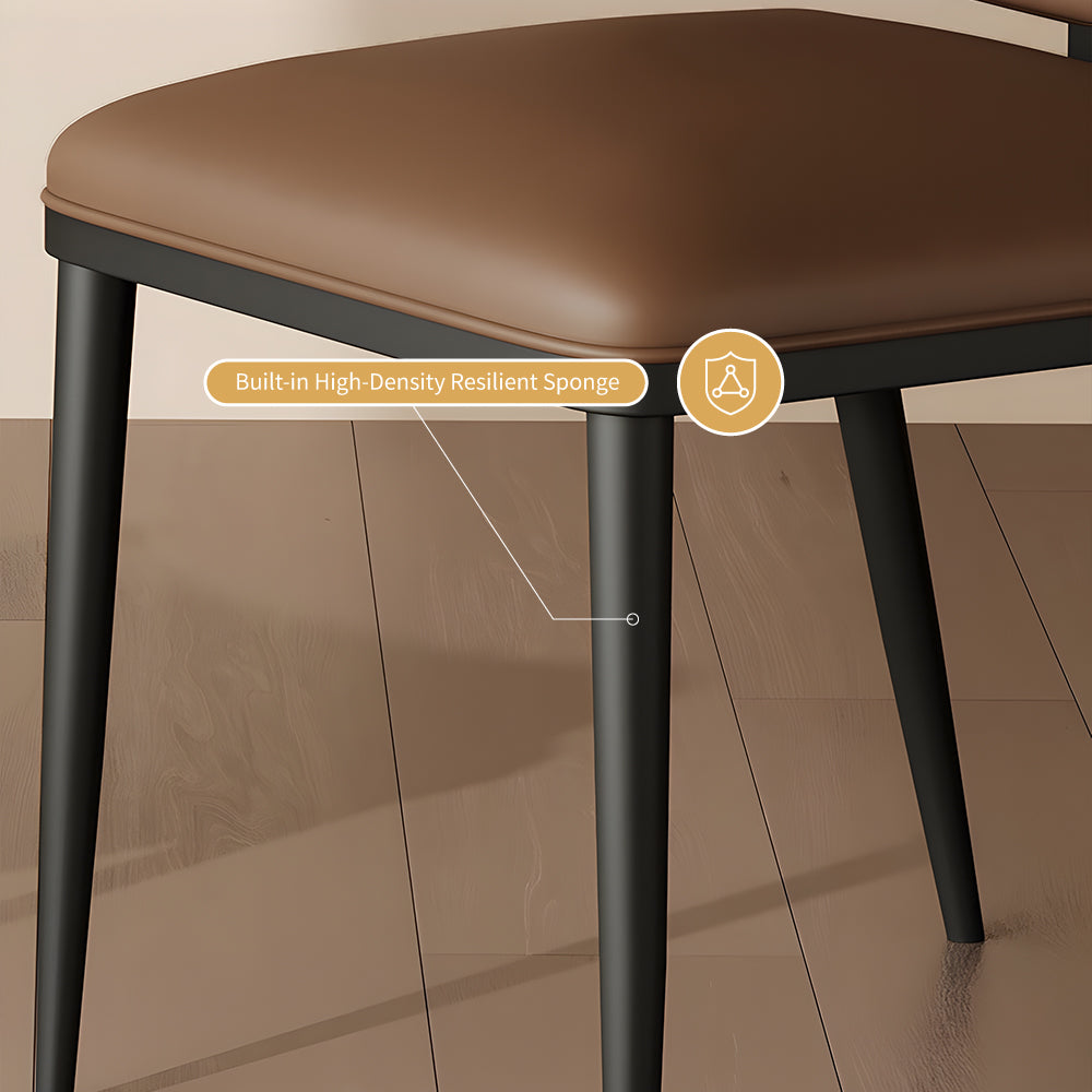 Set of 2 Modern Leather Accent Dining Chairs