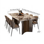 Load image into Gallery viewer, Contemporary Gloss Marble Grain Dining Table with Dual Material Legs
