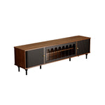 Load image into Gallery viewer, 78.7&#39;&#39; Retro Metal TV Cabinet Arched Grille Doors Walnut Finish Elevated Base
