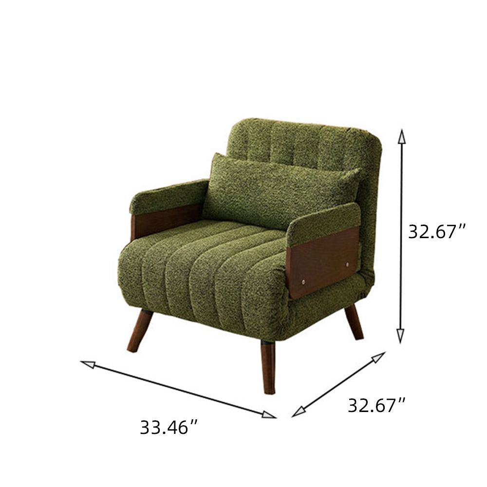 Modern Convertible Accent Chair Sofa Bed with Wood Armrests Lounge Sleeper
