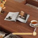 Load image into Gallery viewer, 46&#39;&#39; Oval Solid Wood Coffee Table Warm Cherry Finish Hidden Drawer Side Shelf
