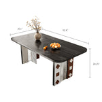Load image into Gallery viewer, 62.4&quot; Modern Dining Table Artistic Leg Panels Dual-Tone Contrast
