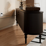 Load image into Gallery viewer, Modern Black TV Stand Console Table with Arched Glass Doors
