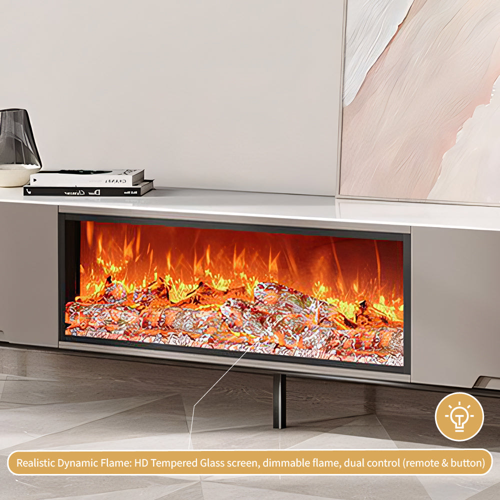 Contemporary Gray Electric Fireplace TV Stand with 3-Color LED Lights for 65 to 85-inch TVs
