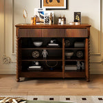 Load image into Gallery viewer, Modern Vintage Sideboard Cabinet Solid Wood Buffet Cabinet with Fluted Design and Arched Doors Storage Console
