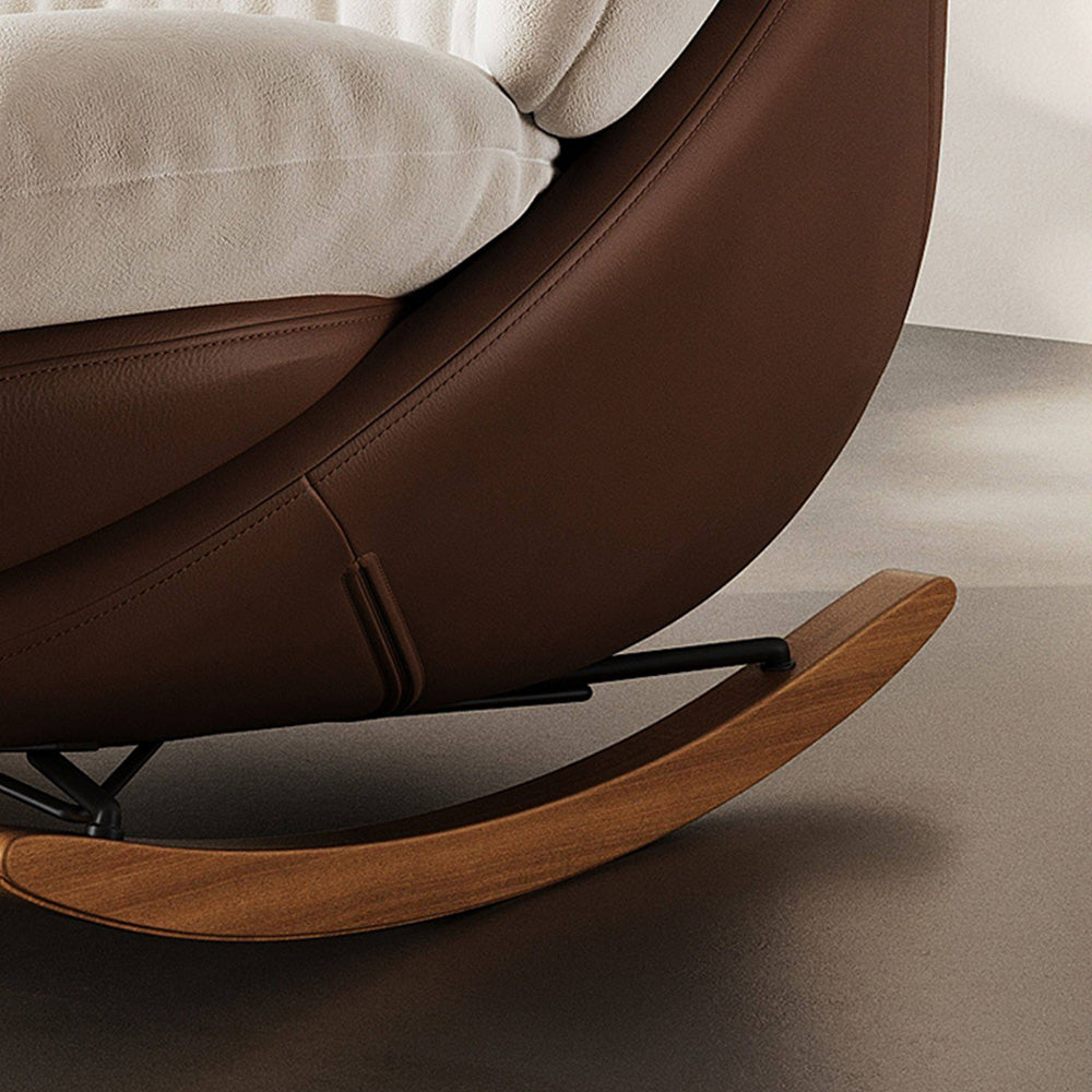 Cream Rocking Lounge Chair with Brown Wraparound Shell