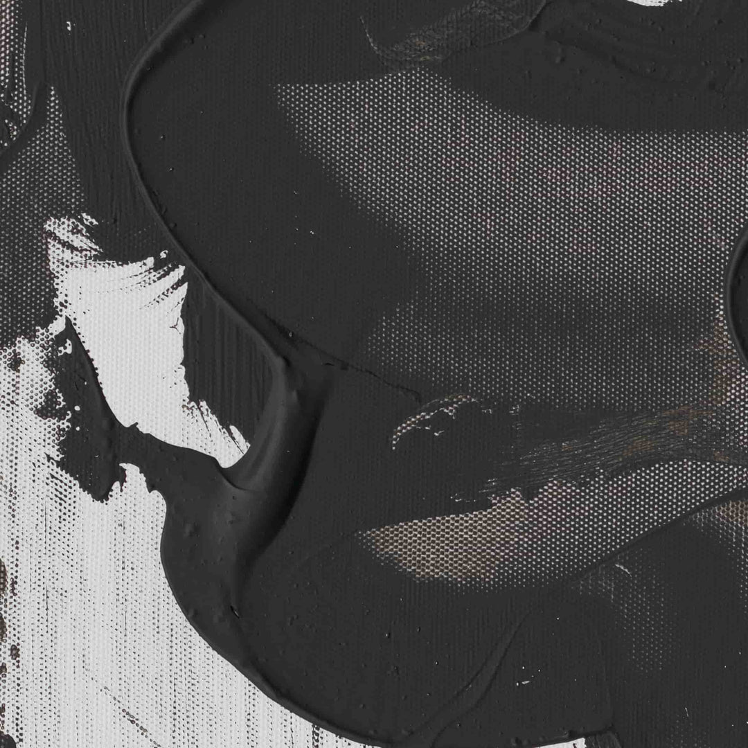 Handmade Abstract Wall Art – Black and White Textured Modern Painting