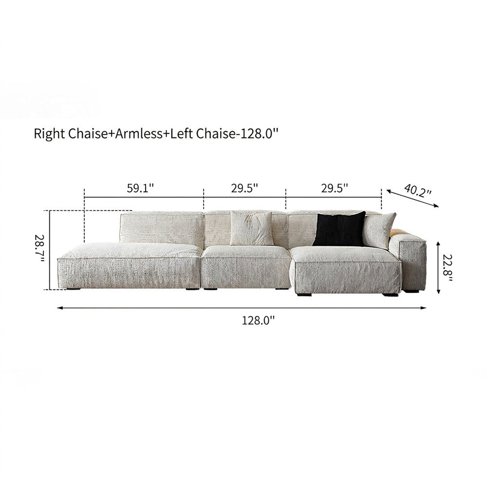 Modern Oversized Sectional Sofa with Deep Seat Chaise and Textured Upholstery