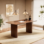 Load image into Gallery viewer, 62.4″/70.2″ Rectangular Wooden Dining Table Modern Minimalist Design Sculpted Legs
