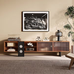 Load image into Gallery viewer, 70.2‘’Mid-Century Modern TV Stand with Record Player Shelf - Wood Storage  Easy Organization
