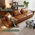 Load image into Gallery viewer, Modern Modular Vintage Leather Sofa Tufted Deep Seat Lounge Sofa Oil Wax Top Grain Leather
