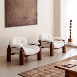 Load image into Gallery viewer, Lounge Armchair Bouclé Upholstery High Density Foam Solid Wood Legs Cozy Modern Design
