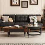 Load image into Gallery viewer, 46.8&quot; Nesting Coffee Table Set Water Ripple Glass Dual Side Drawer Walnut Vintage Style
