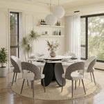 Load image into Gallery viewer, Modern Round Dining Table with Rotating Lazy Susan and Black Pedestal Base
