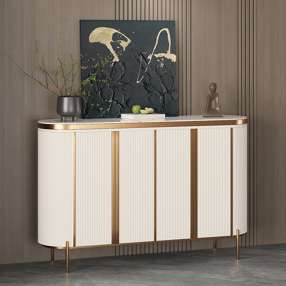 58.5" Elegant and Modern White and Gold Sideboard Cabinet with Ample Storage