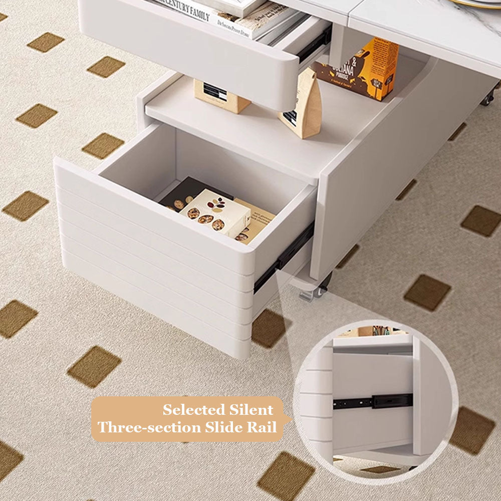 Modern Multifunctional Foldable Coffee Table with Wheels & 2 Stools