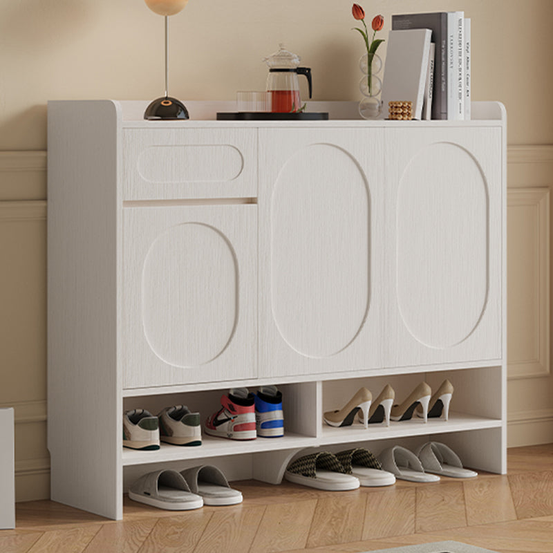 Shoe Cabinet Three-door Design Holds 15 Pairs Hollow Base 12cm Height Modern Storage Organizer