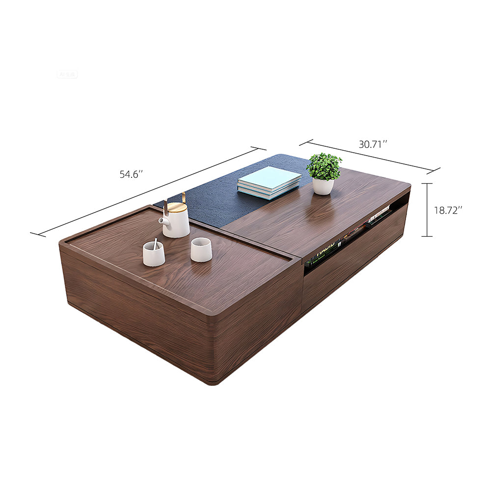 54.6" Lift Top Coffee Table with Storage Walnut Finish Adjustable Height