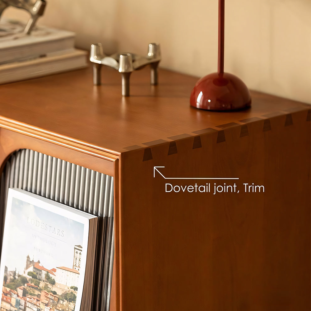 31.5'' Modern Vintage Storage Cabinet Solid Wood Display Cabinet with Fluted Glass Doors and Shelves