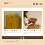 Load image into Gallery viewer, 31.2&quot; Storage Cabinet Curved Fluted Doors with Open Shelves and Metal Legs
