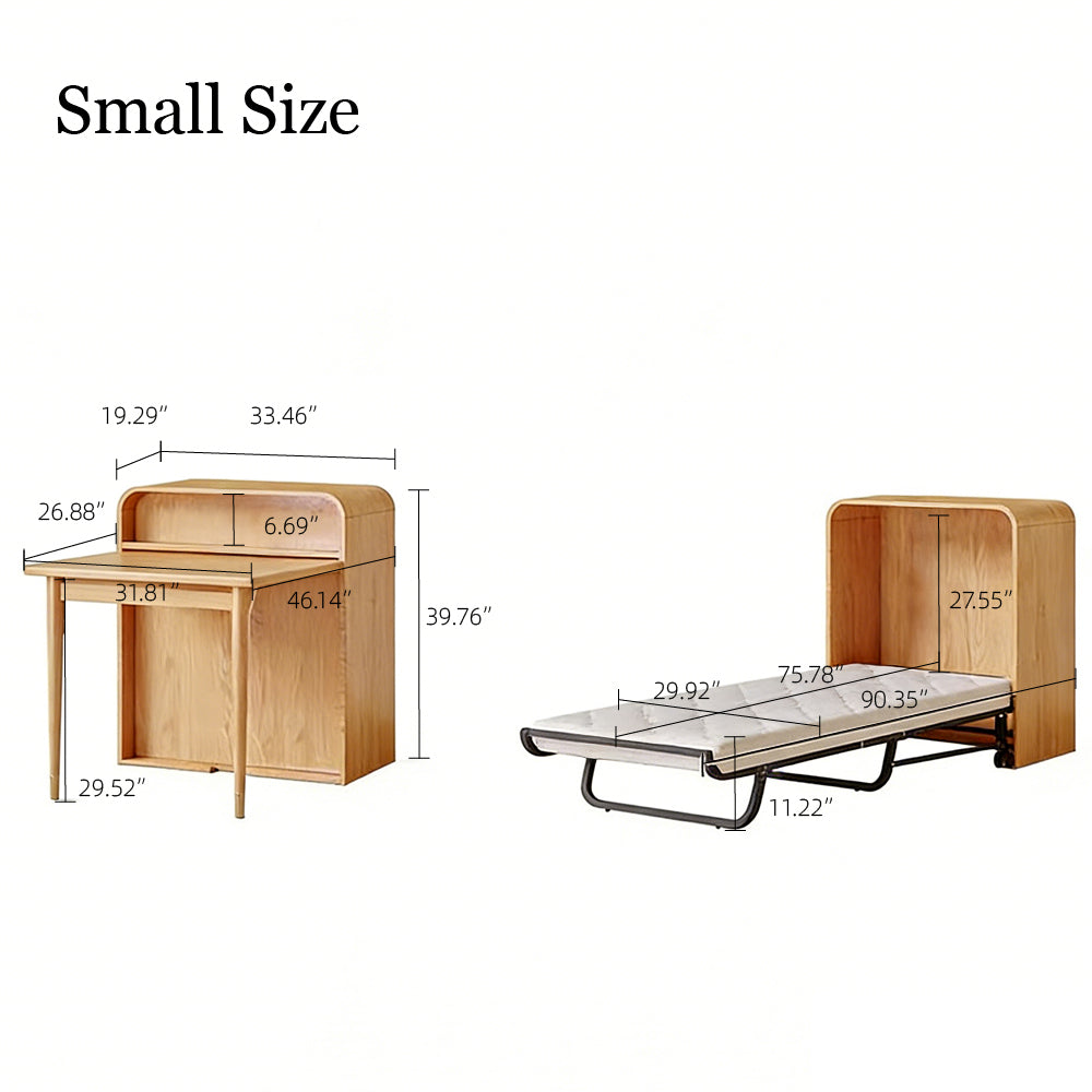 Modern Space Saving Foldable Dining Table with Hidden Pull Out Bed Wood Convertible Table Bed Combo Multifunction Furniture
