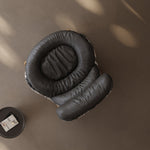 Load image into Gallery viewer, Modern Rocking Lounge Chair with Leather Cushion and Walnut Rocker Base
