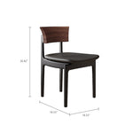 Load image into Gallery viewer, 18&#39;&#39;Mid Century Dining Chair Walnut Backrest Black Wood Frame Leather Seat
