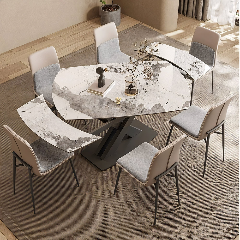 46.8"-70.2" Versatile Elegant Extending Dining Table with Rotating Top Perfect for Modern Living Spaces
