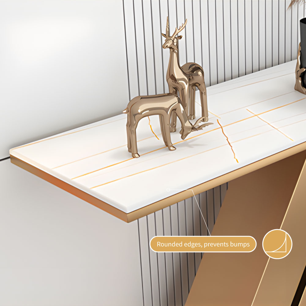 Golden Base Console Table with Decorative Accent