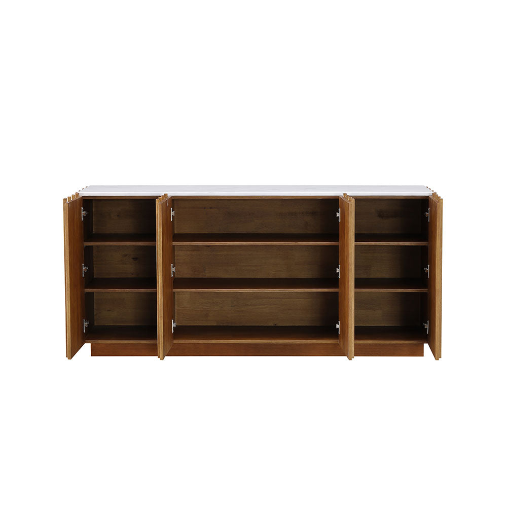 54.6'' Modern Fluted Wood Sideboard Cabinet with Warm Natural Finish