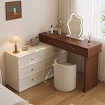 Load image into Gallery viewer, Solid Wood Vanity Desk with Side Cabinet and Upholstered Stool
