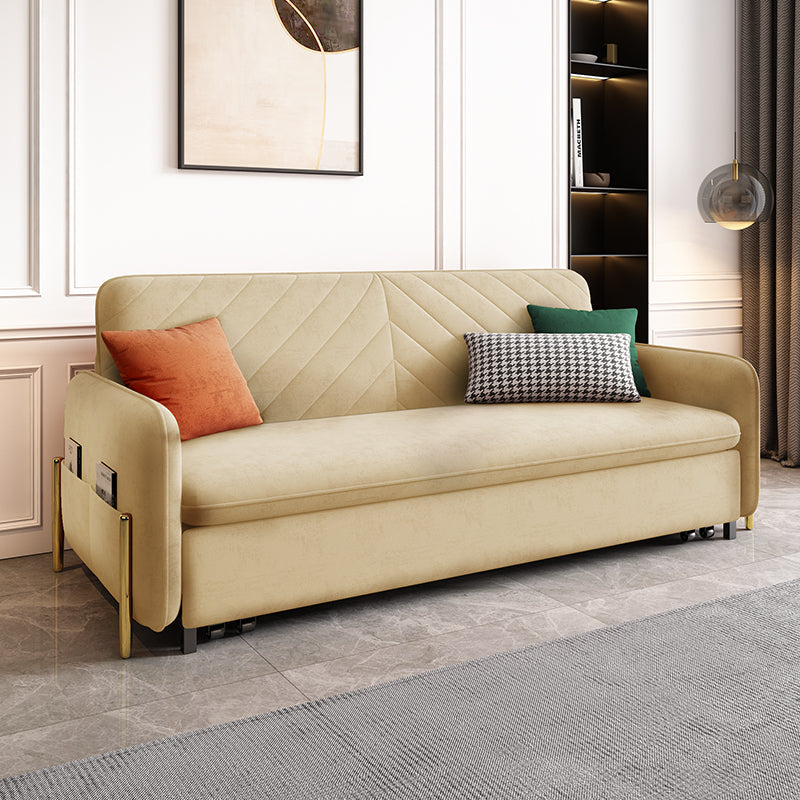 Sofa Bed Solid Wood Metal Frame Velvet Upholstery Storage Drawer Convertible