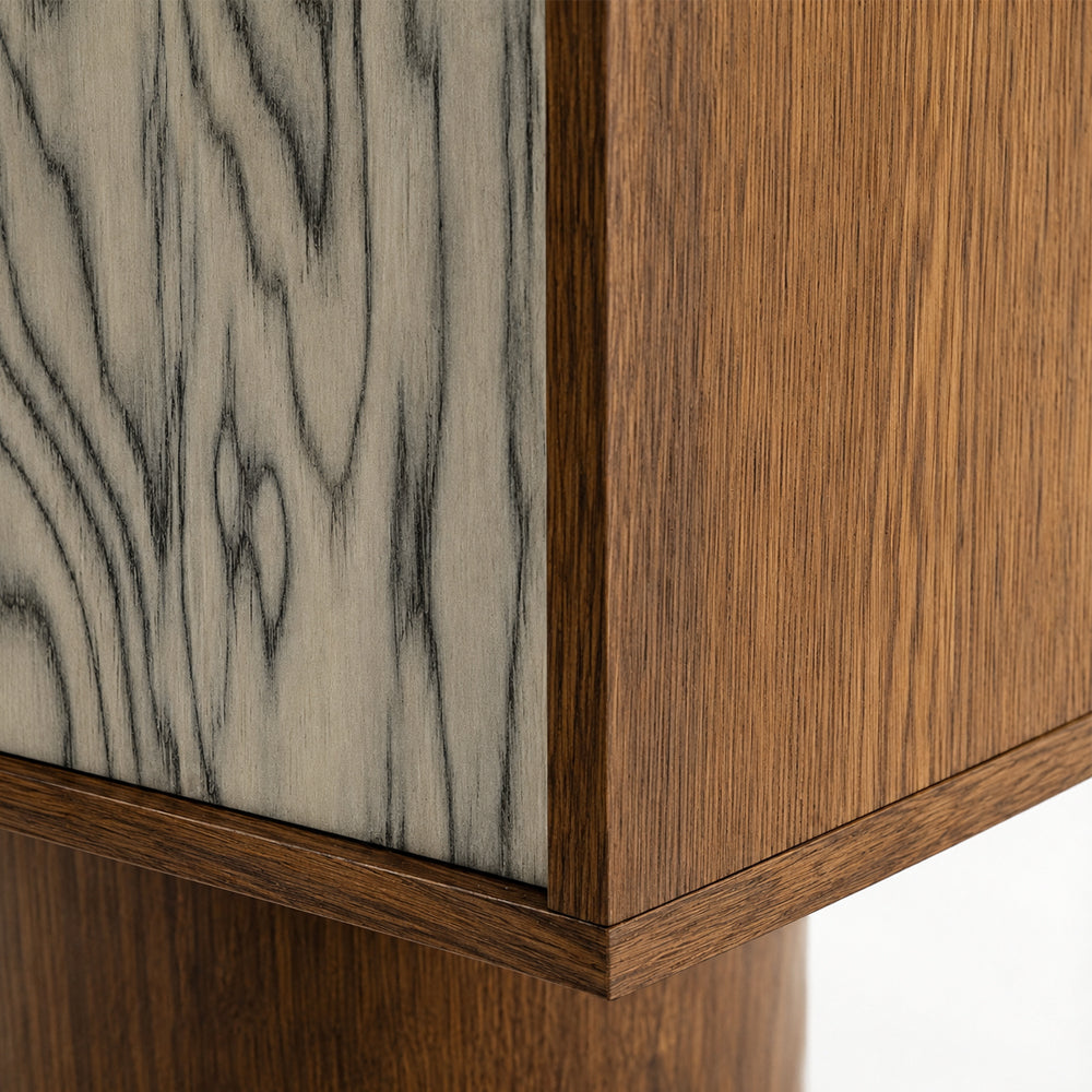 55.1'' Wabi-Sabi Walnut TV Stand with Scalloped Doors Mid Century Modern Media Console