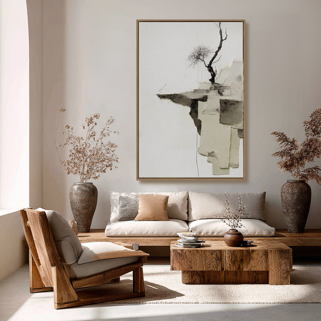 Echoes of Solitude A Handcrafted Reflection on Nature and Stillness Handcrafted Painting